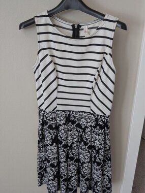 Xhilaration Black and White Striped Mini Dress